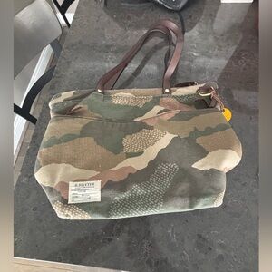 R. Riveter Camo Canvas & Leather Tote Bag – American Handmade